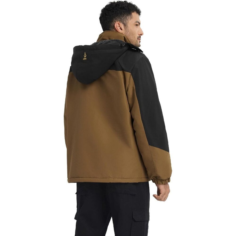Men's Coffee 1 Waterproof Winter Warm Snow Coat Fleece Lined Hiking Ski Jacket - Picture 2 of 7